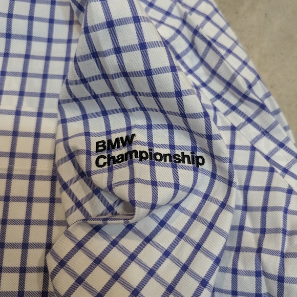 Peter Millar BMW Championship Button Up Men's L Blue White Check Long Sleeve - Picture 4 of 6